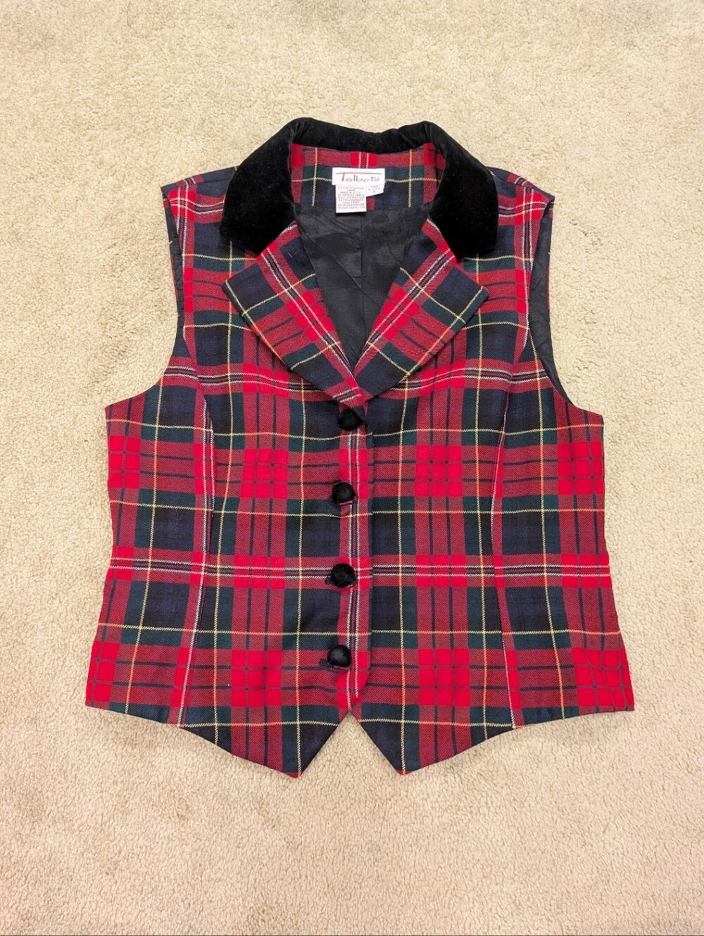 100% Wool Red Plaid Vest